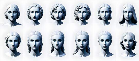 Wall Mural - Sculptor art, illustration Clipart Graphics pack. Bust and elements of sculpture