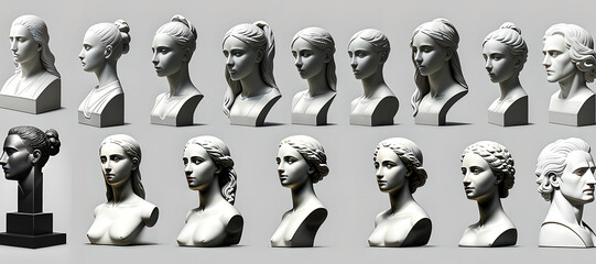 Wall Mural - Sculptor art, illustration Clipart Graphics pack. Bust and elements of sculpture