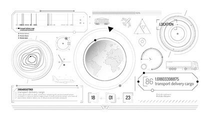 Canvas Print - Set of infographic elements about geolocation and transportation tracking.