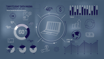 Canvas Print - Set of infographic elements about the dollar exchange rate and fintech.