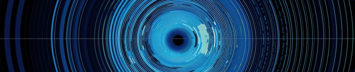 Poster - data visualization blue circular data score blue background. Generative AI