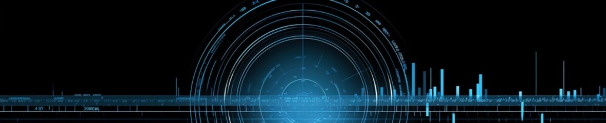 Poster - circular blue technology ray background. Generative AI