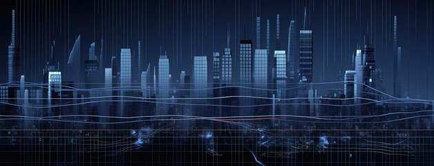 Poster - illustration od thw city in blue theme background. Generative AI