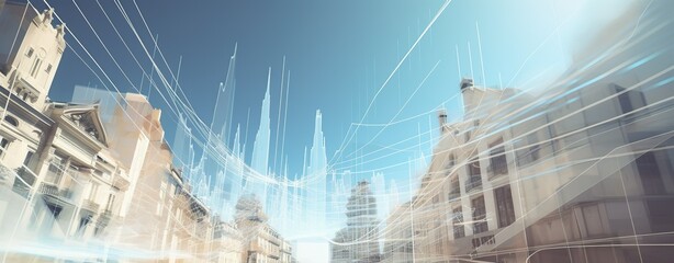 Poster - building real Estates Stats and economy concept, Growth graph and progress of business, and analyzing financial and investment data. Generative AI