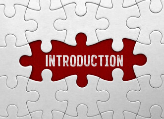 Aufkleber - Word Introduction on red puzzle background