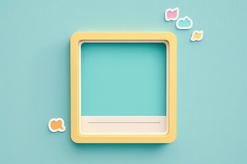 Yellow frame with speech bubbles isolated on blue background