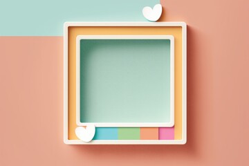 Poster - Frame with hearts on pastel background. Valentine's day concept