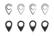 Hand drawn location pin icons. Vector illustration.