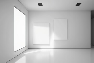 Poster - white minimalistic empty studio wall displays objects in architecture. generative ai
