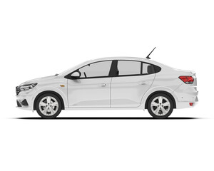 Modern white car isolated on transparent background. 3d rendering - illustration