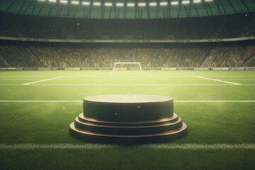 Wall Mural - Platform or podium in soccer stadium for award ceremony and match competition winners