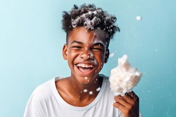 Smiling black man with ice cream