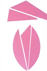 Sticker - elegant cut pink paper shapes on a white background