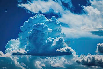 Poster - indistinct sky in an abstract picture. blue sky with cumulus clouds in the background. generative ai