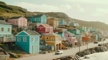 A Vintage Seaside Town With Pastel-colored Houses Generative AI