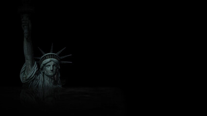 Wall Mural - liberty sinking in the night background features a submerged statue of liberty to the left of screen