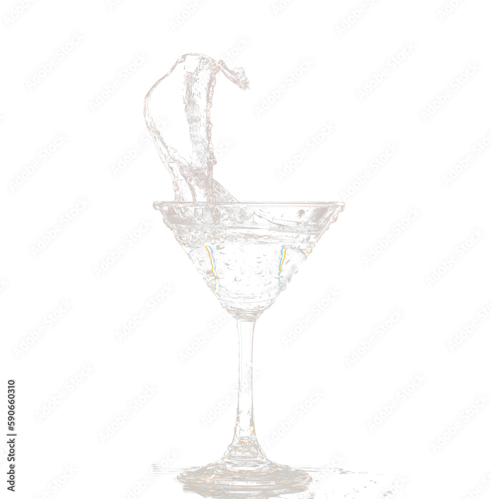 Cocktail Glass with splashing water alcohol, Crystal Cocktail drink ...