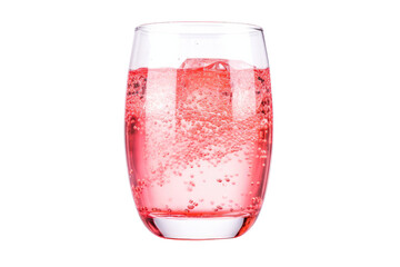 glass of pink sparking juice isolated on transparent background, generative ai