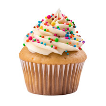 Cupcake With Sprinkles Isolated On Transparent Background, Generative Ai