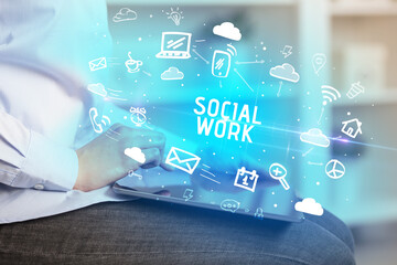 Aufkleber - Close-up Of A Person Using Social Networking