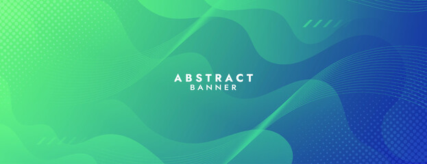 Abstract Green Fluid Banner Template. Modern background design. gradient color. Dynamic Waves. Liquid shapes composition. Fit for banners