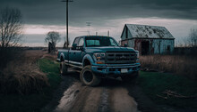 Pick Up Truck Parked Outdoors On A Dirt Road With Cinematic Lighting Generated By AI
