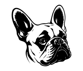 Wall Mural - French Bulldog, Silhouettes Dog Face SVG, black and white French Bulldog vector