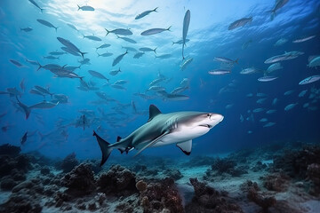 Shark swimming in the ocean, generative AI