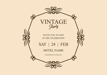 Wall Mural - Vintage frame design for invitation card or flyer