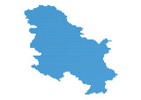 Fototapeta Mapy - An abstract representation of Serbia, vector Serbia map made using a mosaic of blue dots with shadows. Illlustration suitable for digital editing and large size prints. 