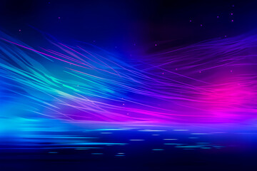 Fototapete - Colorful light burst and laser pointer for a modern abstract background with fast colors in the style of dark sky blue with copy space