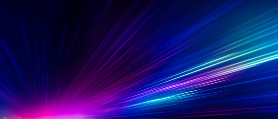 Fototapete - Colorful light burst and laser pointer for a modern abstract background with fast colors in the style of dark sky blue with copy space
