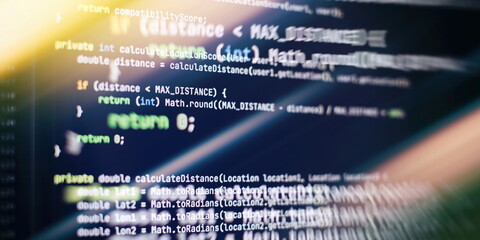 Abstract computer script code. New technology revolution.