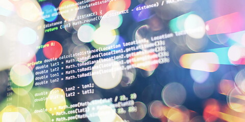Abstract computer script code. New technology revolution.