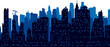 Urban cityscape at night. Skyline city silhouettes.