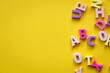 learn english language. letters abc on yellow background.