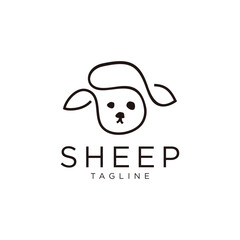 Wall Mural - cute line art sheep logo vector symbol icon.