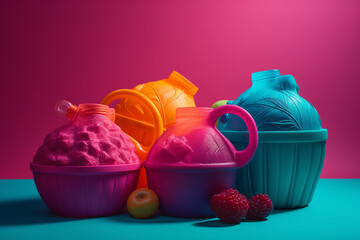 Poster - Abstract conceptual illustration of summer mood. Generative AI