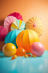 Poster - Abstract conceptual illustration of summer mood. Generative AI