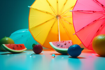 Poster - Abstract conceptual illustration of summer mood. Generative AI