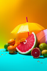 Poster - Abstract conceptual illustration of summer mood. Generative AI