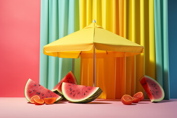 Poster - Abstract conceptual illustration of summer mood. Generative AI