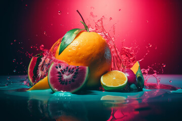 Poster - Abstract conceptual illustration of summer mood. Generative AI