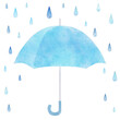 Light blue umbrella with rain drops clipart PNG