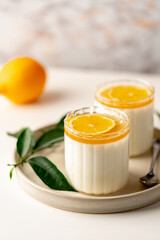 Wall Mural - Dessert panna cotta with lemon