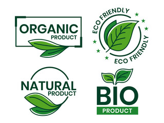 Wall Mural - Set of eco friendly icons. Ecologic food stamps. Organic natural food labels.