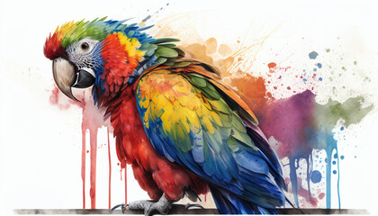 Naklejka na meble Ara parrot painted in watercolor style on white background