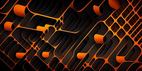 close up of wallpaper with black and orange background. generative ai.