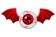 © babysofja - Red Flying Eyeball, Vector Illustration of flying human eyeball with bat or dragon wings