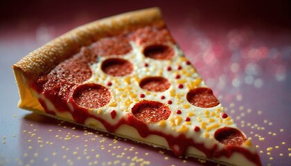 Wall Mural - Featured image is a closeup of a pepperoni pizza topped with sesame seeds. Generative AI